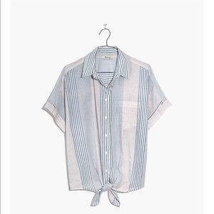 Short-Sleeve Tie-Front Shirt in Rawley Stripe